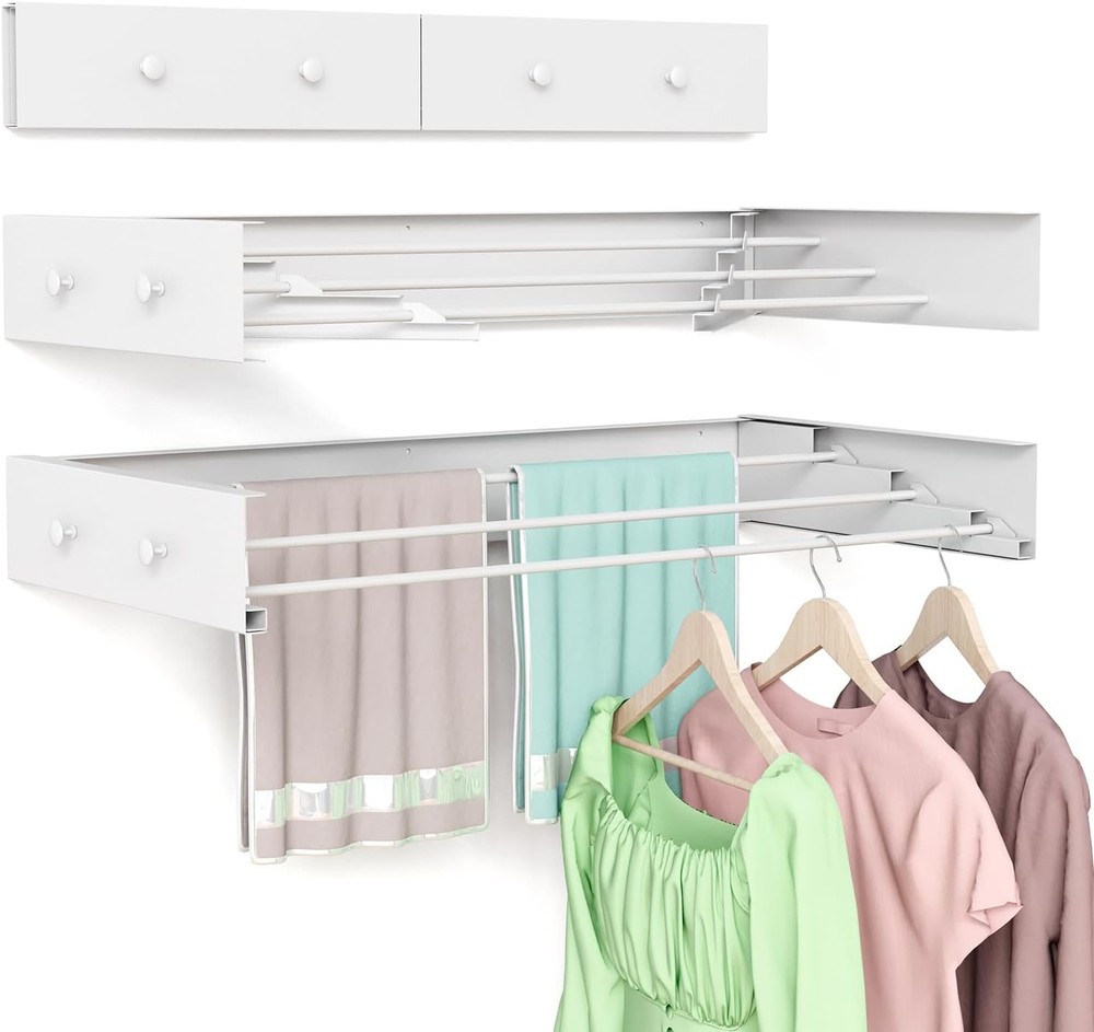 Wall Mounted Drying Rack for Laundry 23.6'', Foldable Laundry Drying Rack Clothi