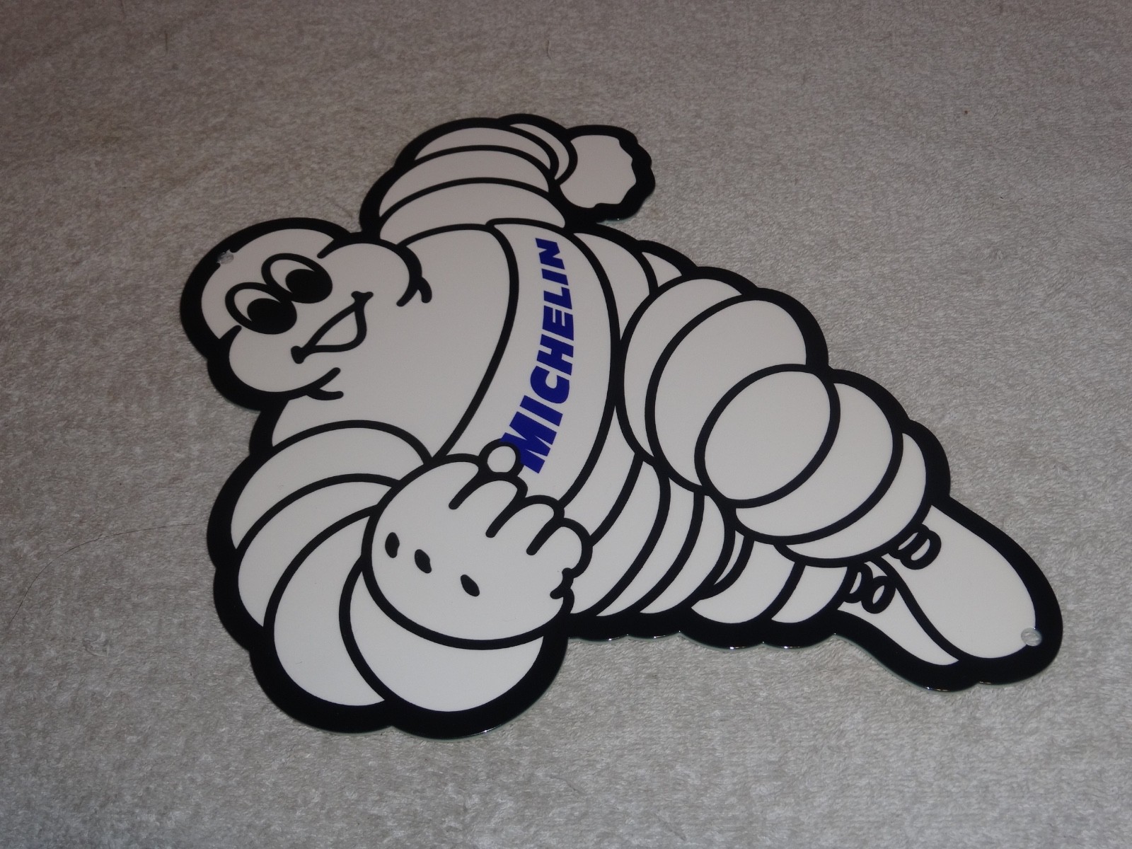 VINTAGE MICHELIN MAN TIRES BIBENDUM TIRE 12" PORCELAIN METAL GASOLINE OIL SIGN!