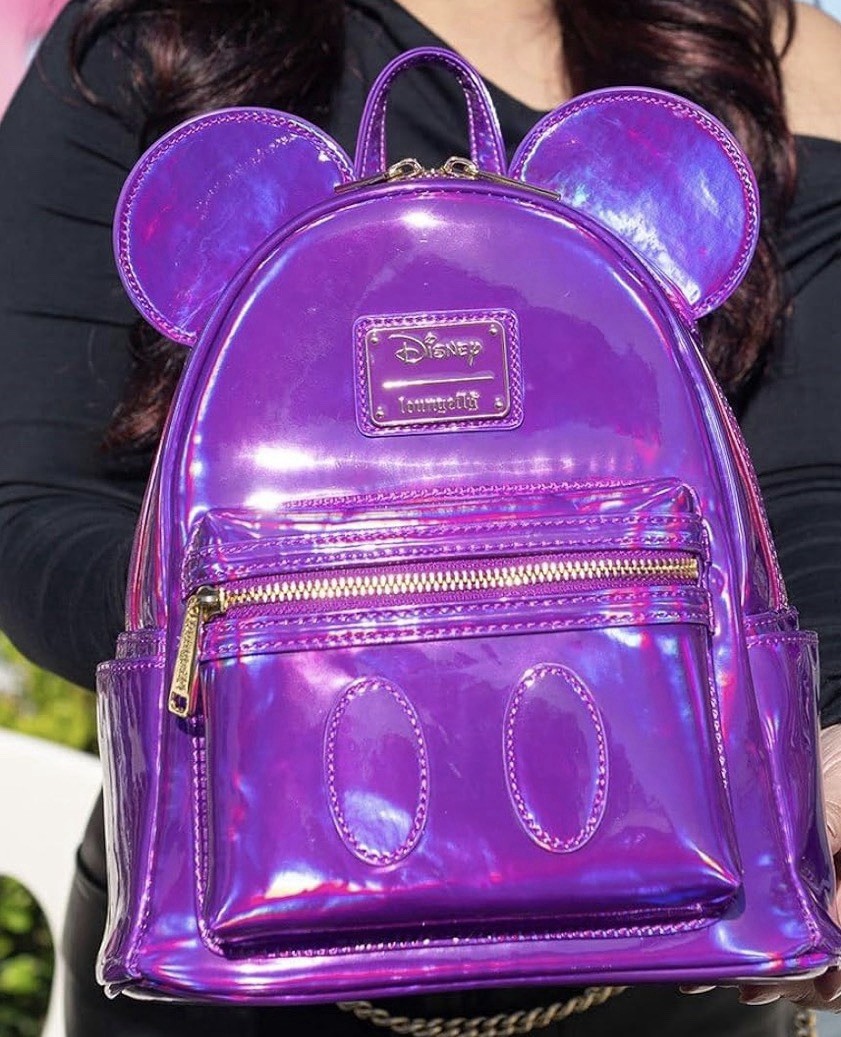 Loungefly Disney Mickey Mouse Holographic Amethyst Mini Backpack NWT