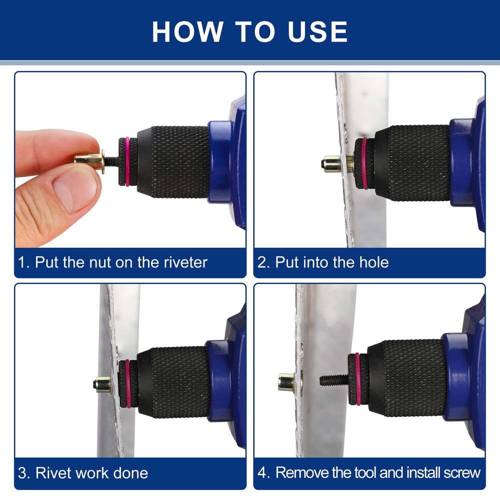 WORKPRO 150PC Rivet Nut 1/4"-20 Zinc Plated Rivnut Flat Head Threaded Insert Nut