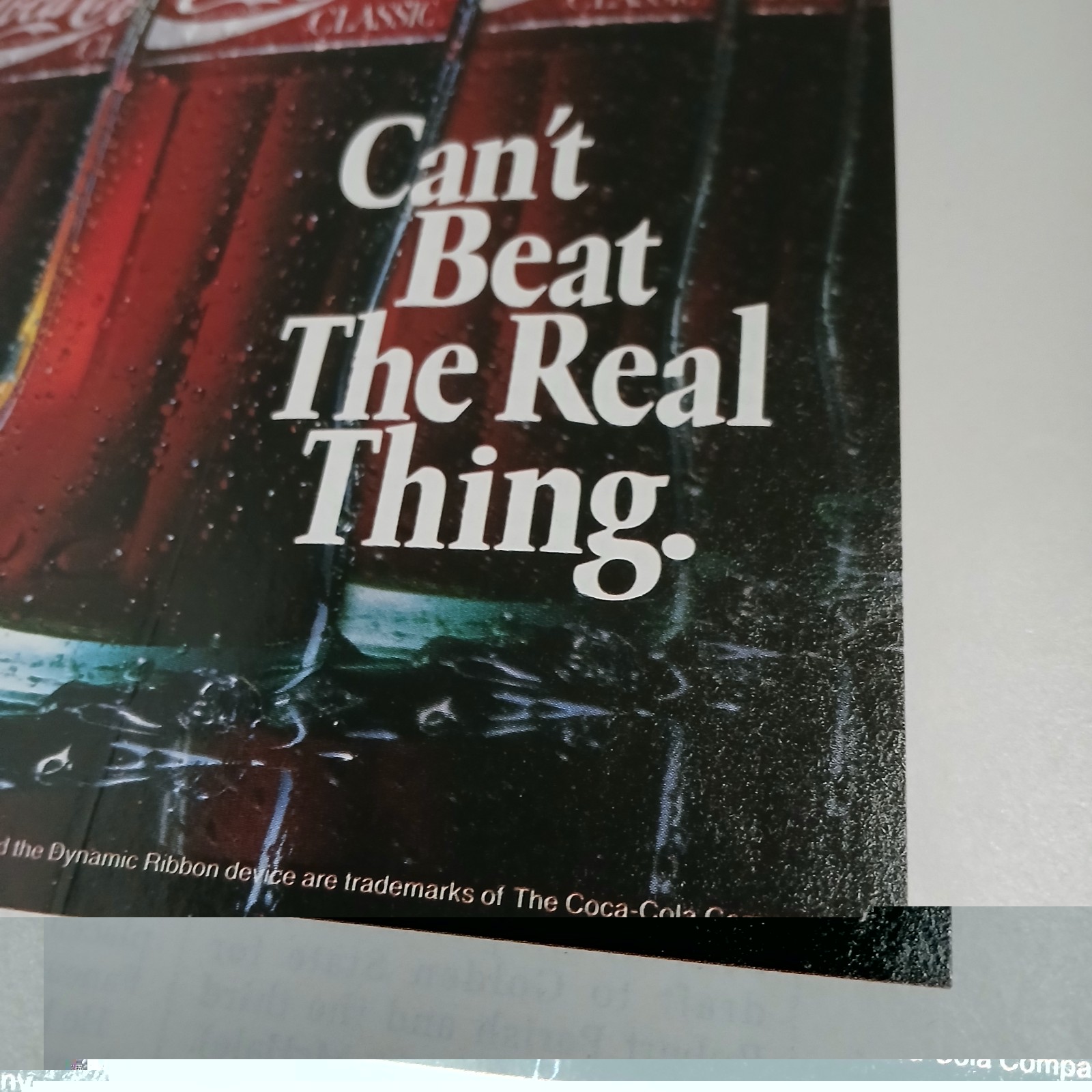 Vintage 1990 Coca Cola Cant Beat The Real Thing Print Ad Poster Coke Advertising