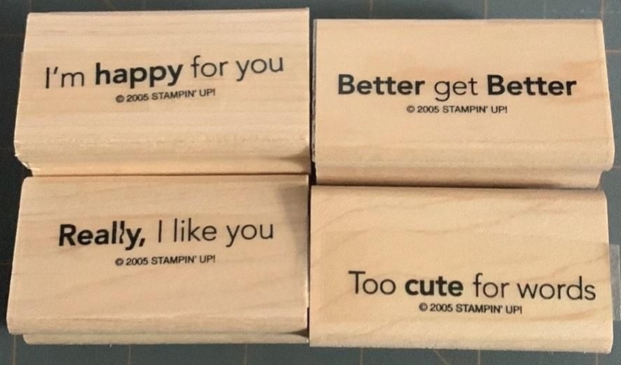 Stampin Up Quick-Thinking Rubber Stamp Set Sentiments 2005 Wood Mount