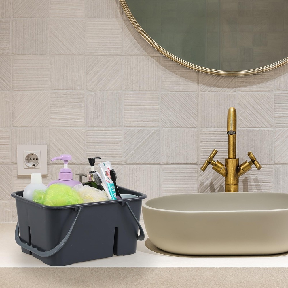 Plastic Cleaning Supply Caddy with Handles, Multi Compartment Storage Caddy B...