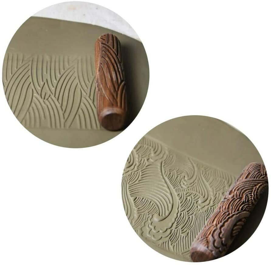 10 Stlyes Wooden Clay Texture Rolling Emboss Wave Pattern Roller Ceramic Pottery