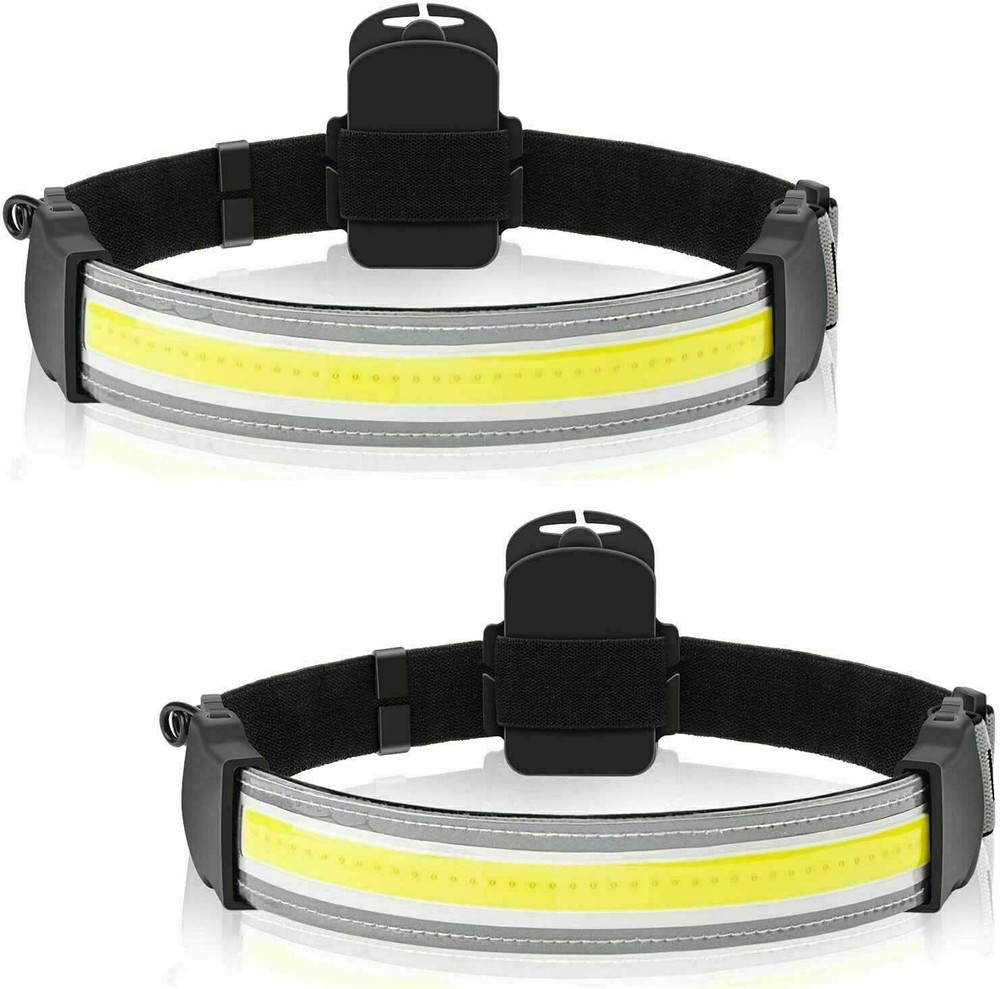 2 Pack Headlamp Flashlight LED 220° Wide Beam Headlamp Lightweight COB Bright US
