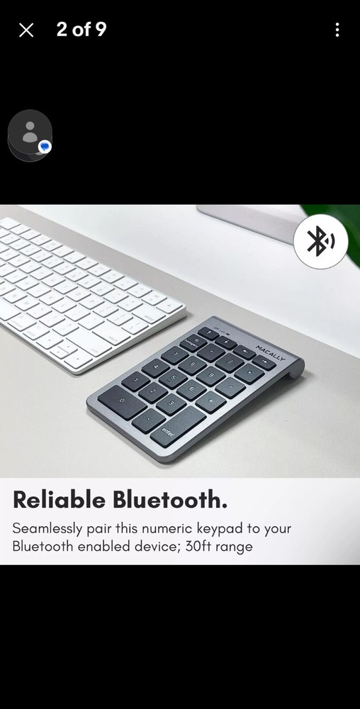 Macally Bluetooth Number Pad for Laptop - Wireless Numeric Keypad - 35-Key Nu...