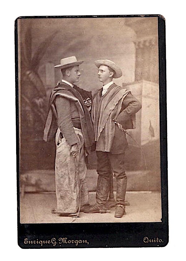 PHOTO Two Men by Enrique G. Morgan c1883 - 1888 Quito Ecuador 5.75x4"Mount PpdUS