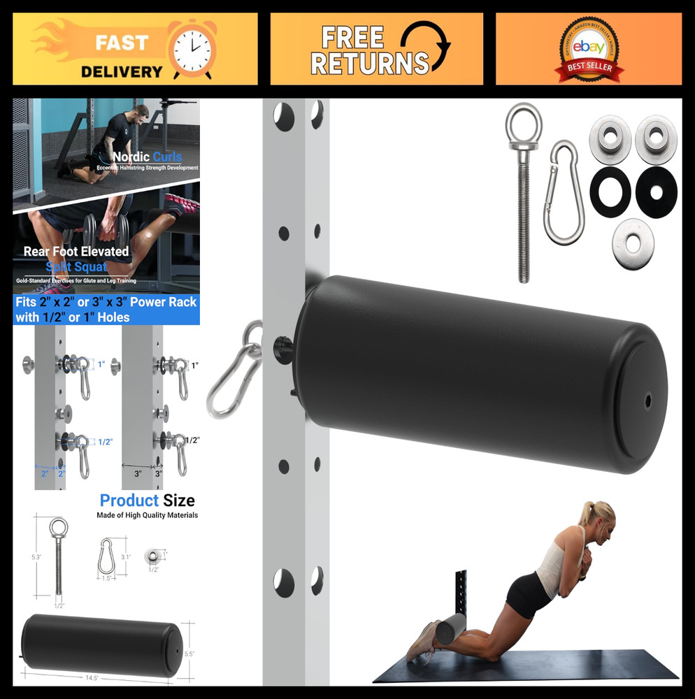 Nordic Hamstring Curl Attachment - Quick-Install, Leather Padding for Power Rack