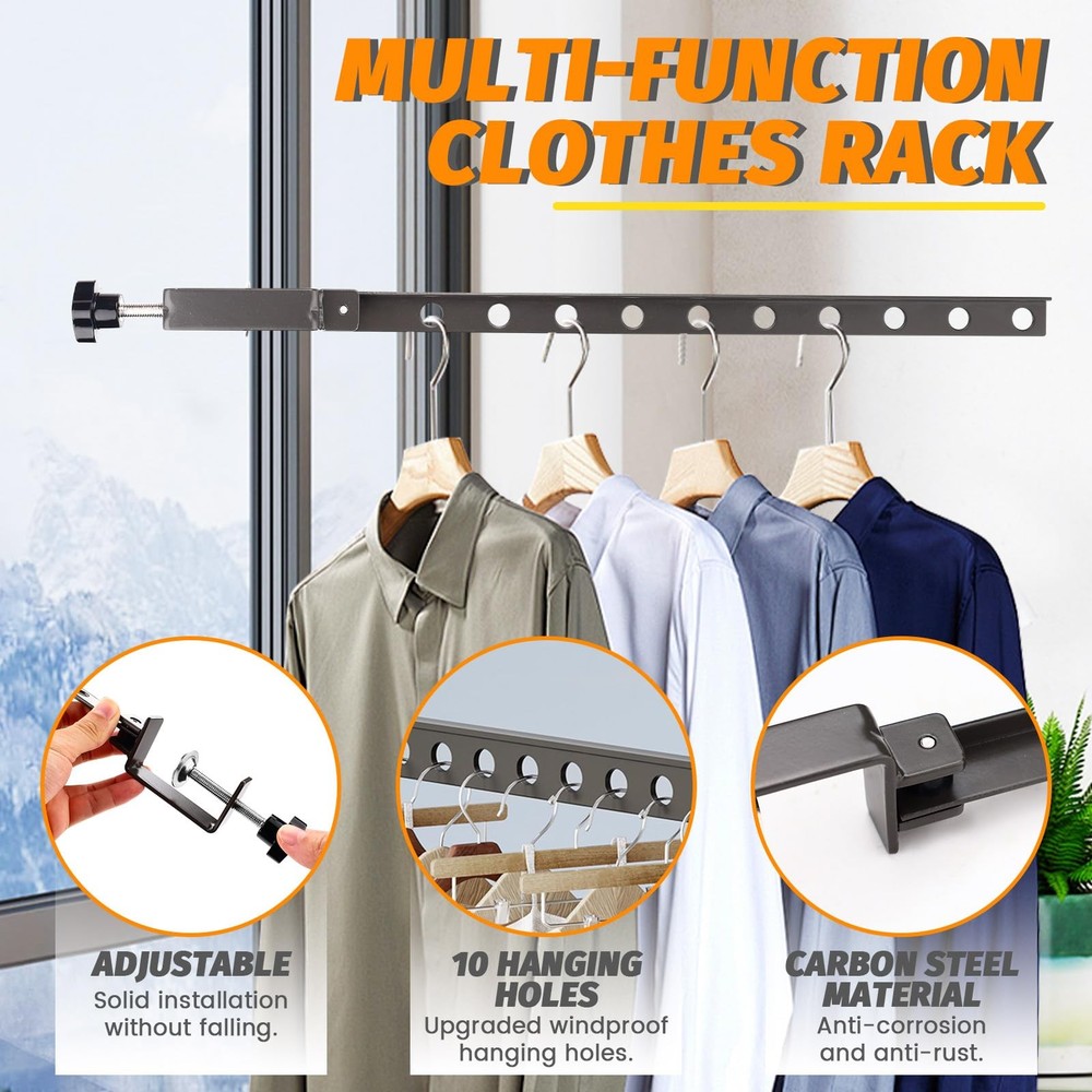 Clamp-on Clothes Drying Rack, No-Drill Foldable Laundry Drying Rack Clothing ...