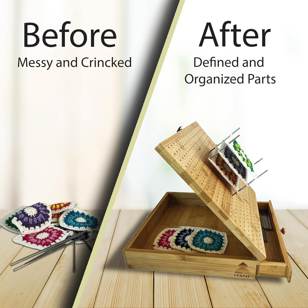 Crochet Blocking Boards+Multifunctional Container+Pins for Granny Square Blockin