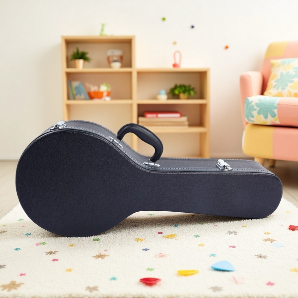 A-Style Mandolin Hardshell Case - Contoured Padded Lockable Black Finish