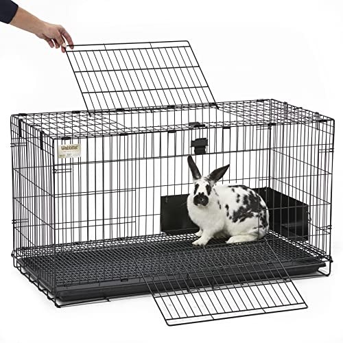 Medium Rabbit Cage with Grid Mesh Floor, Removable Tray, Easy Access Doors, Rust