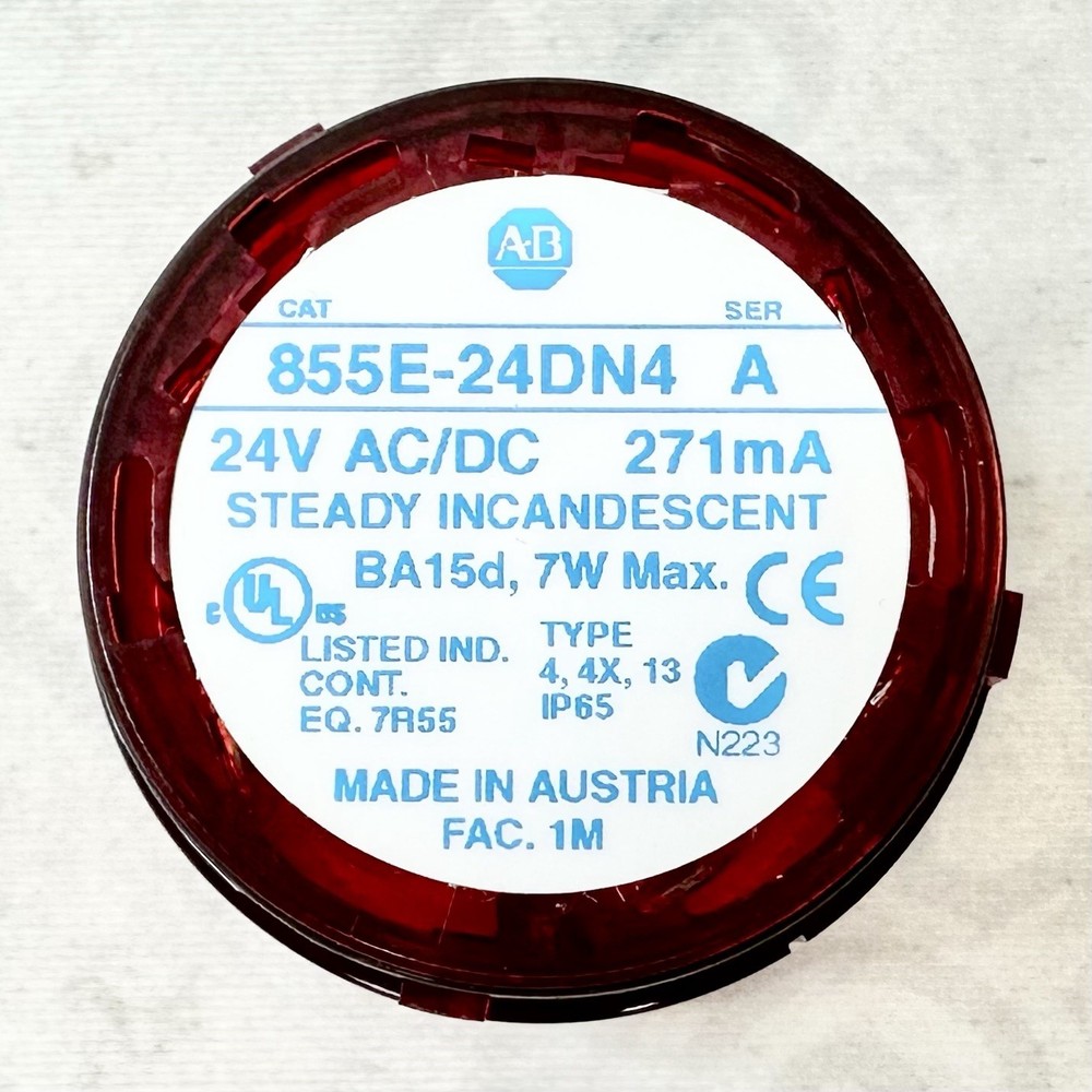 Allen Bradley 855E-24DN4 Red Stack Light Module 24V AC/DC 271mA BA15d 7W 855E