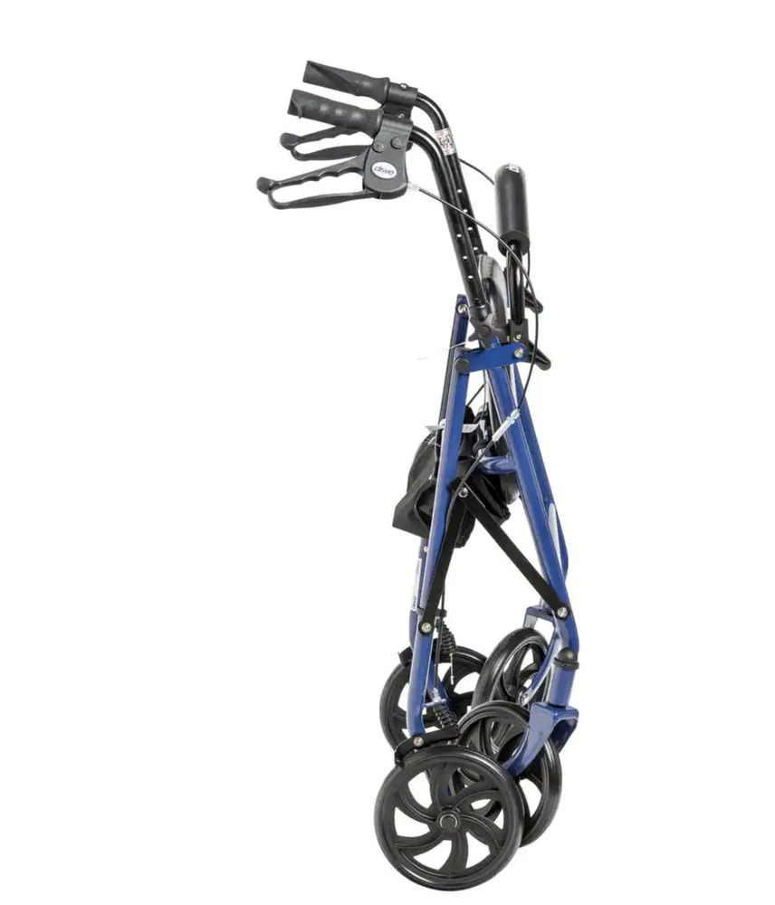 4-Wheel Walker Rollator Fold Up Removable Back Support Walking Assist Blue