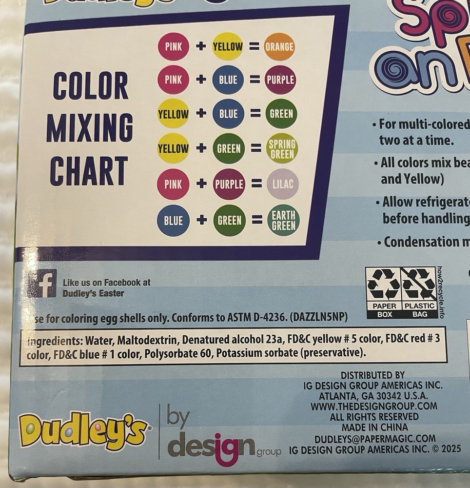 New Dudley’s “Spin An Egg” Decorating Dye Easter Egg Coloring Kit With 5 Colors