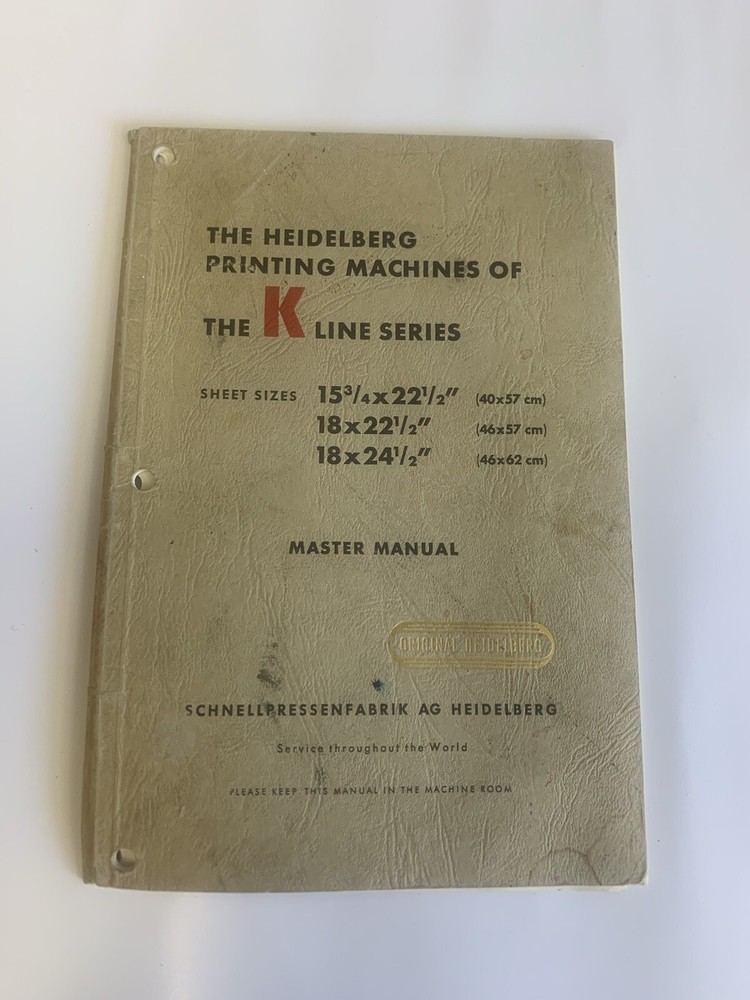 Heidelberg K Line Master Manual