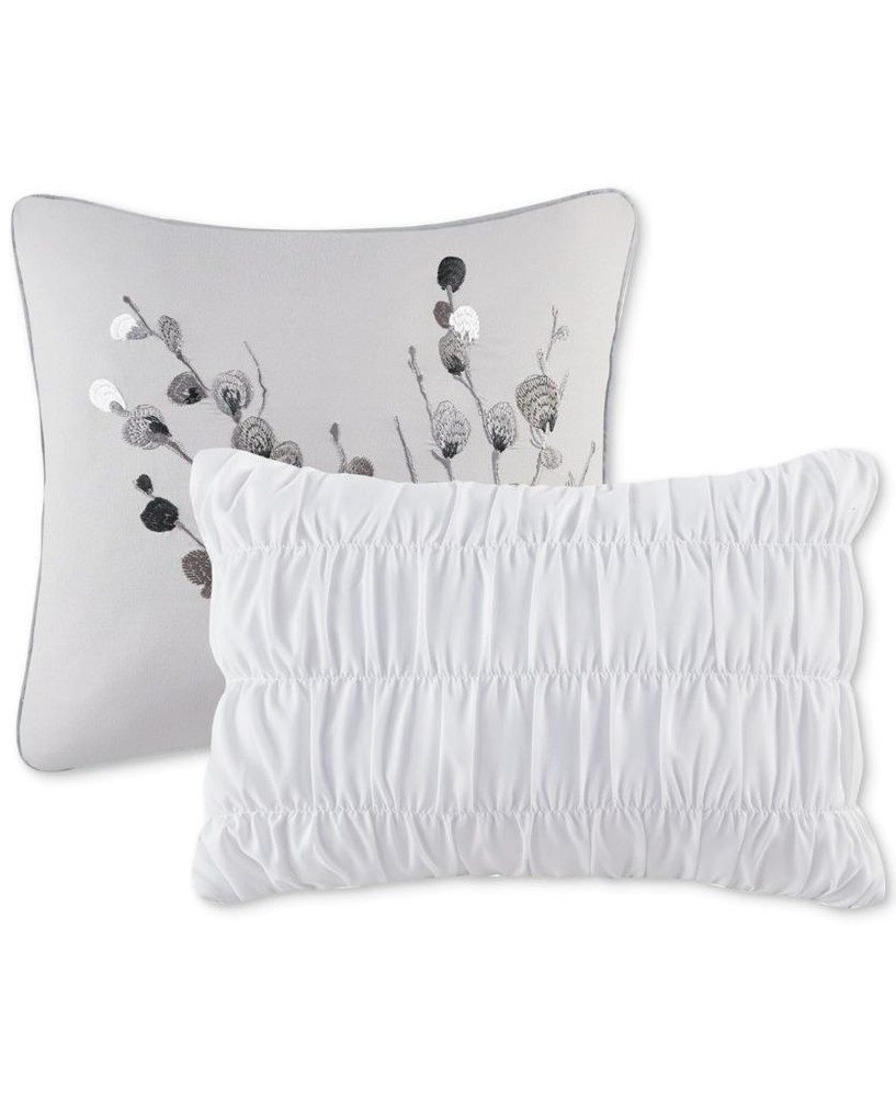 JLA Home Bianca Gray Floral Polyester 9-Pc Queen Comforter Set