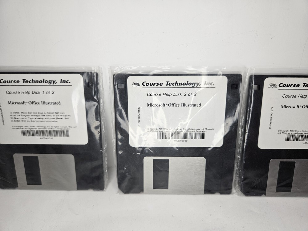 Vintage 3.5 Disk (4) Microsoft Office Illustrated Windows 95 UNTESTED