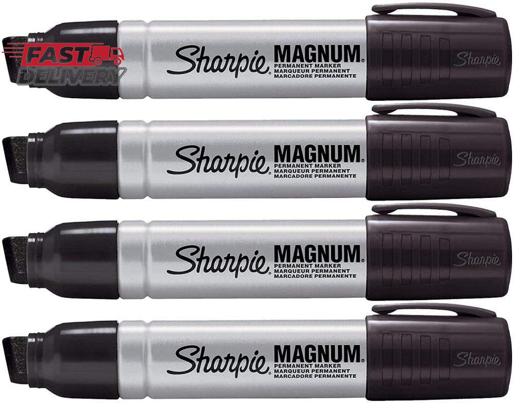 Sharpie 44001 Oversized Chisel Tip Extra Wide Magnum Permanent Marker (4 Pack),