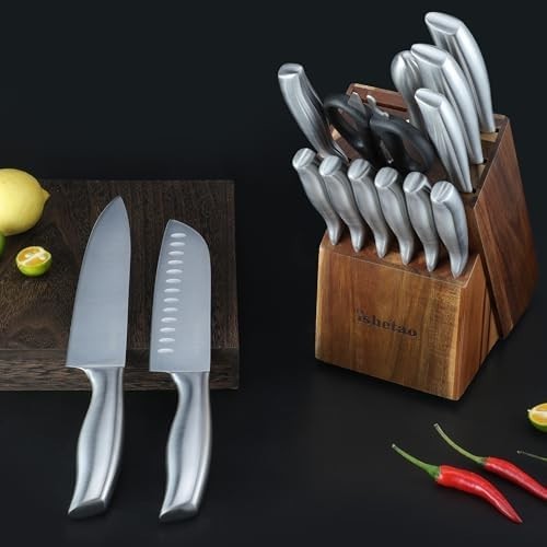 Knife Sets for Kitchen with Block 19 Pcs Kitchen Knife Set with Block Sharpener