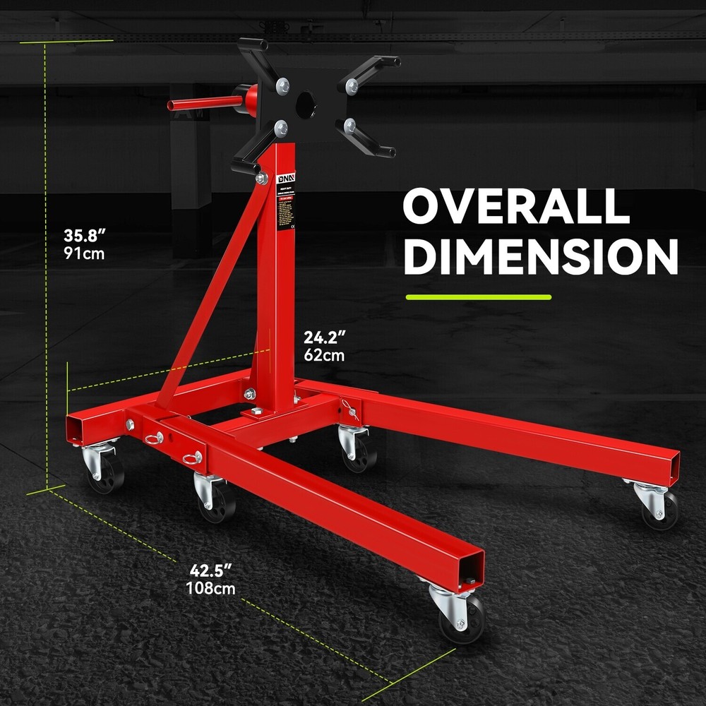 360 Degree Adjuste Mounting Head Durable Stable Steel Engine Stand 2000 LBs Red