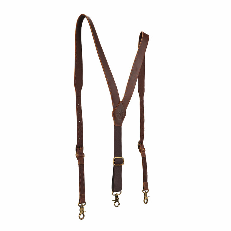 TOURBON Leather Suspenders Y Back Adjustable Y-Shape Pants Brace