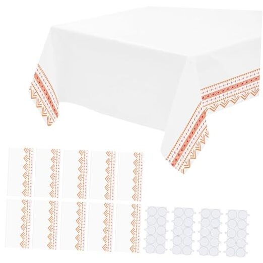 108” x 54” White Plastic Table Cloth 108" x 54" (Rectangular) Bohemian