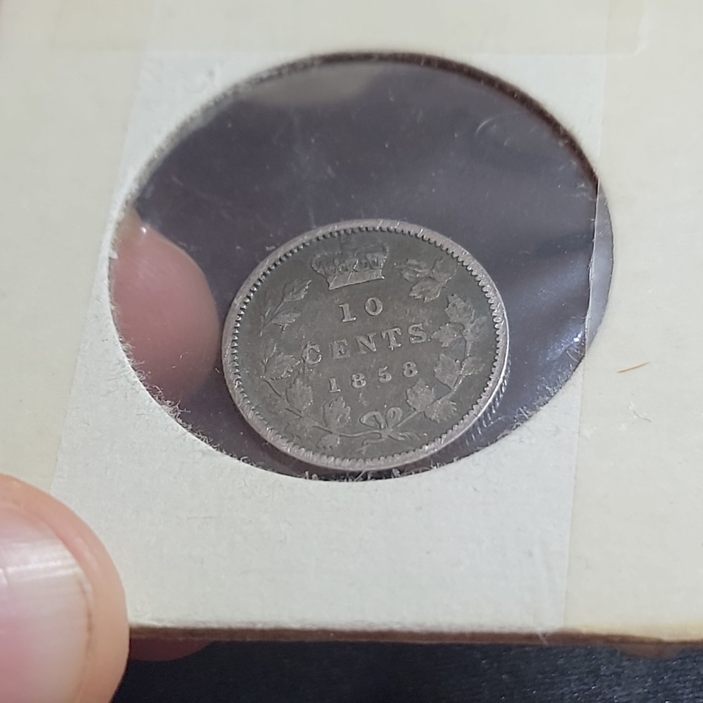 1858 Canadian 10 Cents Silver Coin