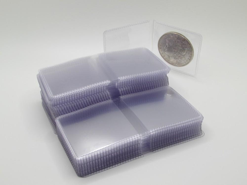 100 Pack 2x2 Super Coin Flips + paper inserts - PVC-Free Plastic Holders
