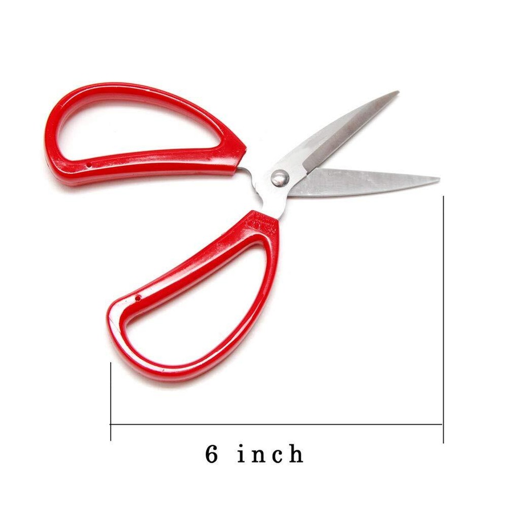 6" Scissors Multi-Purpose Stainless Steel Sharp Scissors with Red Handle - Pe...