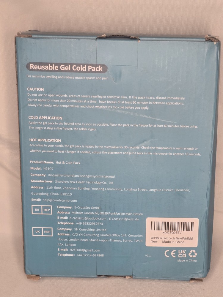 Comfytemp Ice Pack Back Pain Relief, 2 Pcs, Sciatica Ease Brace, Reusable Gel