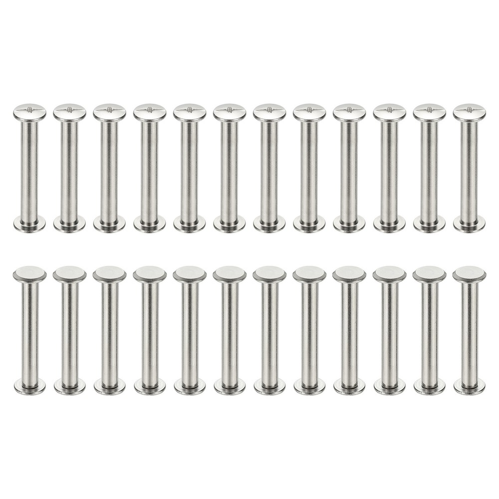 24 Sets Chicago Screws, 5x35mm(DxH) Phillips Binding Post Screw Rivets,Silver