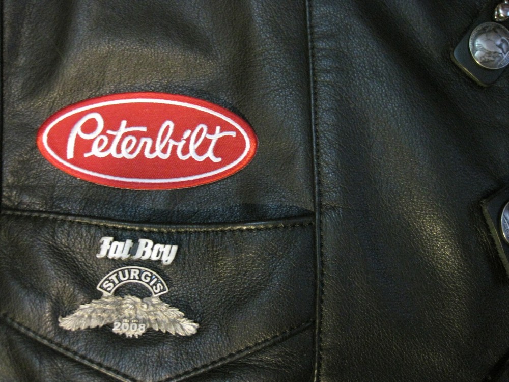 PETERBILT CLOTH PATCH RED WITH HOOK BACK ATTACHMENT! CREST SIZE FOR CAPS, ETC!
