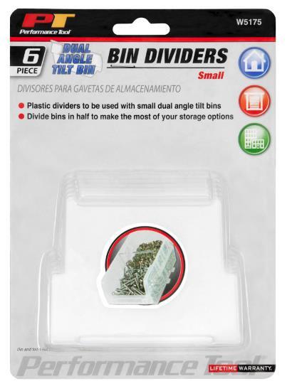 Performance Tool Clear Plastic Bin Dividers W5175 Small 6pc.