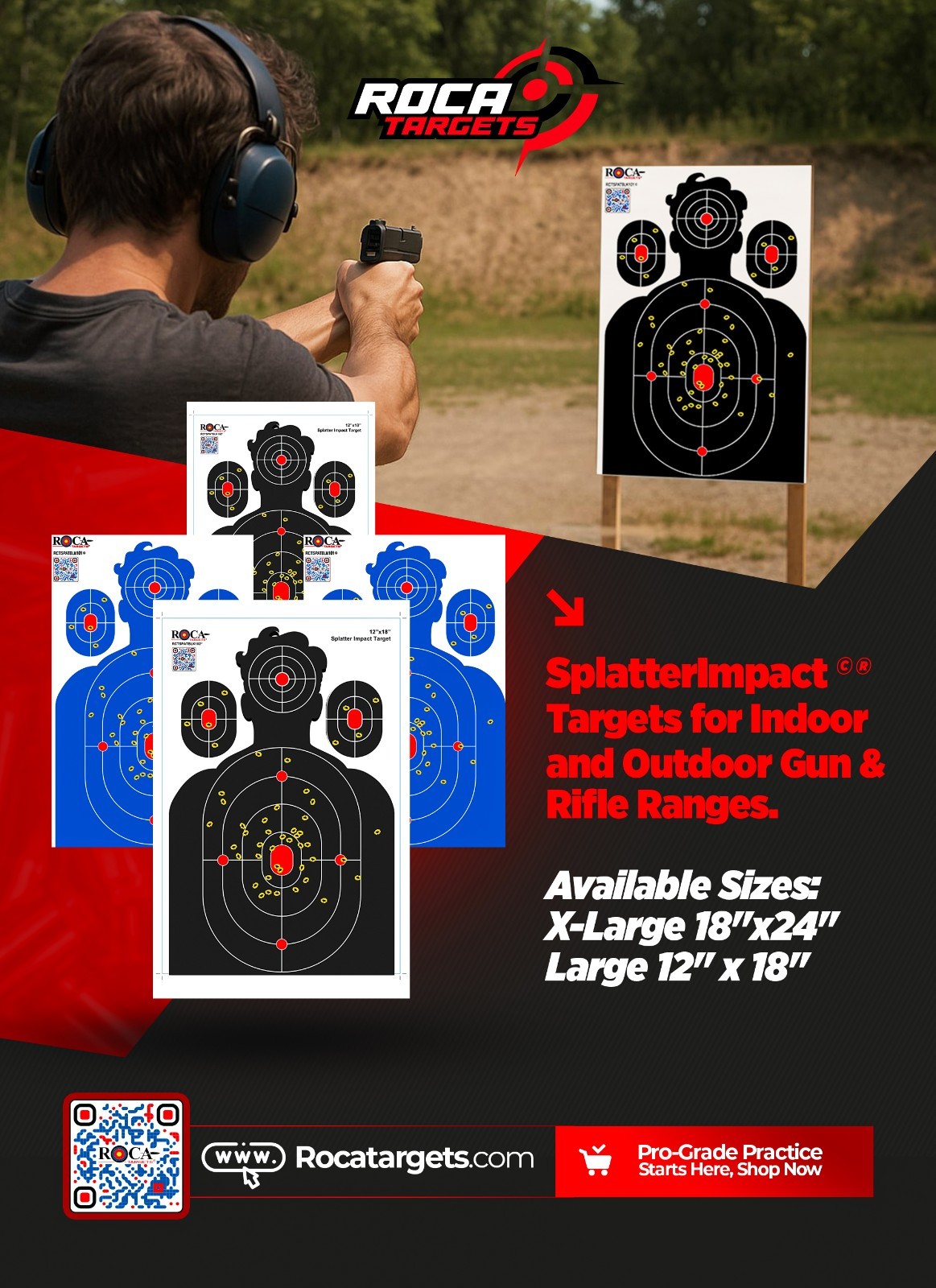 Splatter Target, Reactive Silhouette Impact Target, M 12x18" 10 Pk