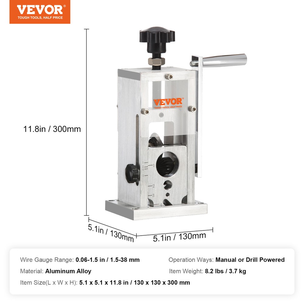VEVOR Manual Wire Stripping Machine Portable Cable Stripper 0.06''-1.5'' Visual