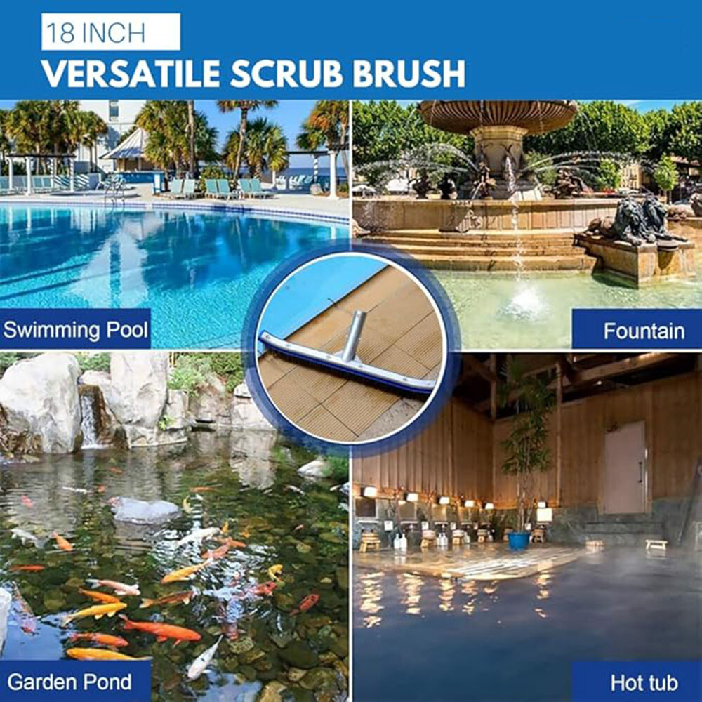 Pool Cleaning Brush Head 18" - Reinforced Frame, Efficient Debris Removal