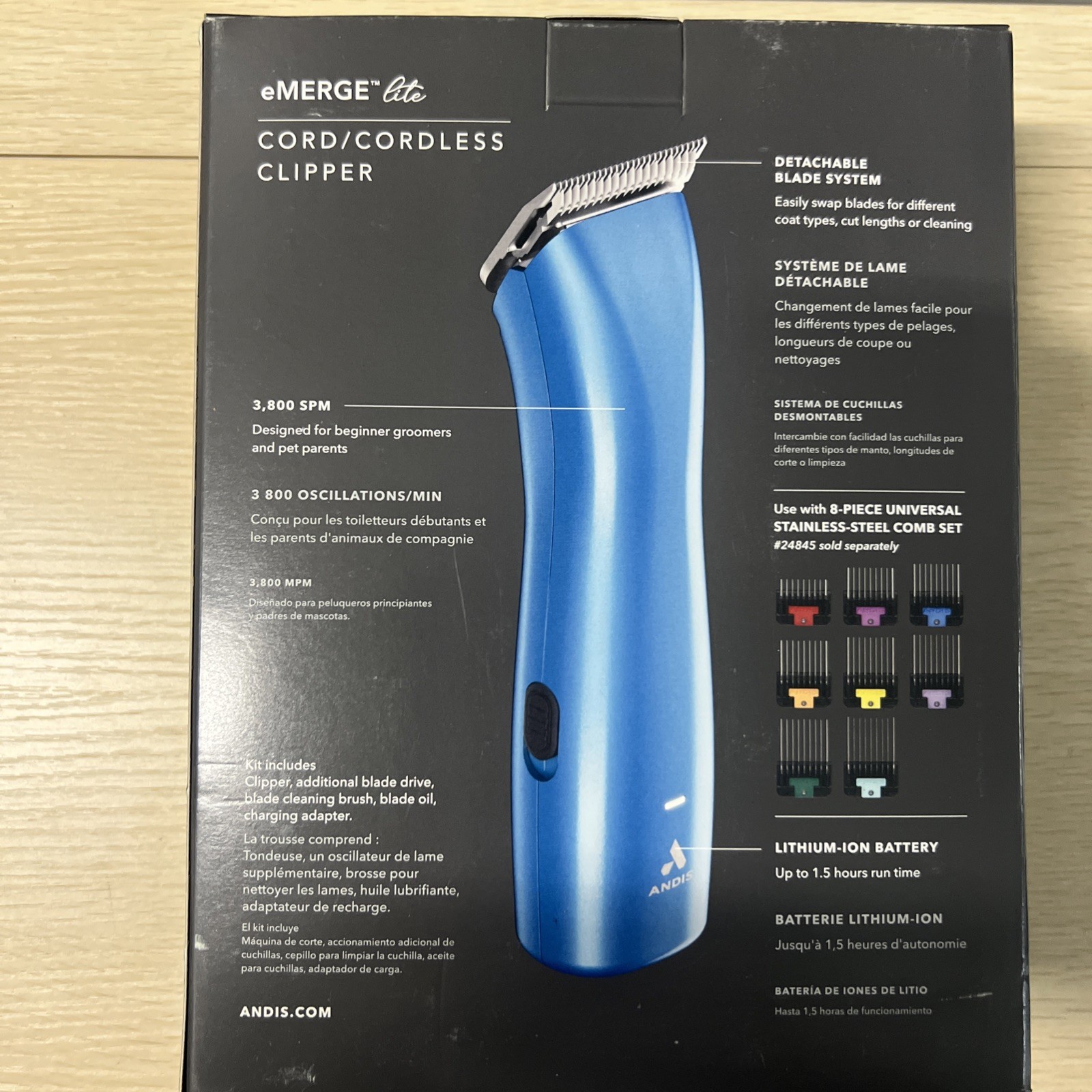 -BRAND NEW- Andis eMerge Lite Cordless Detachable Blade Clippers Light Blue