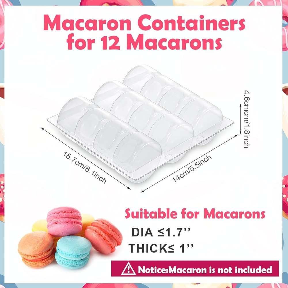Durable Macaron Boxes - 12 Clear Containers for Seamless Storage & Display