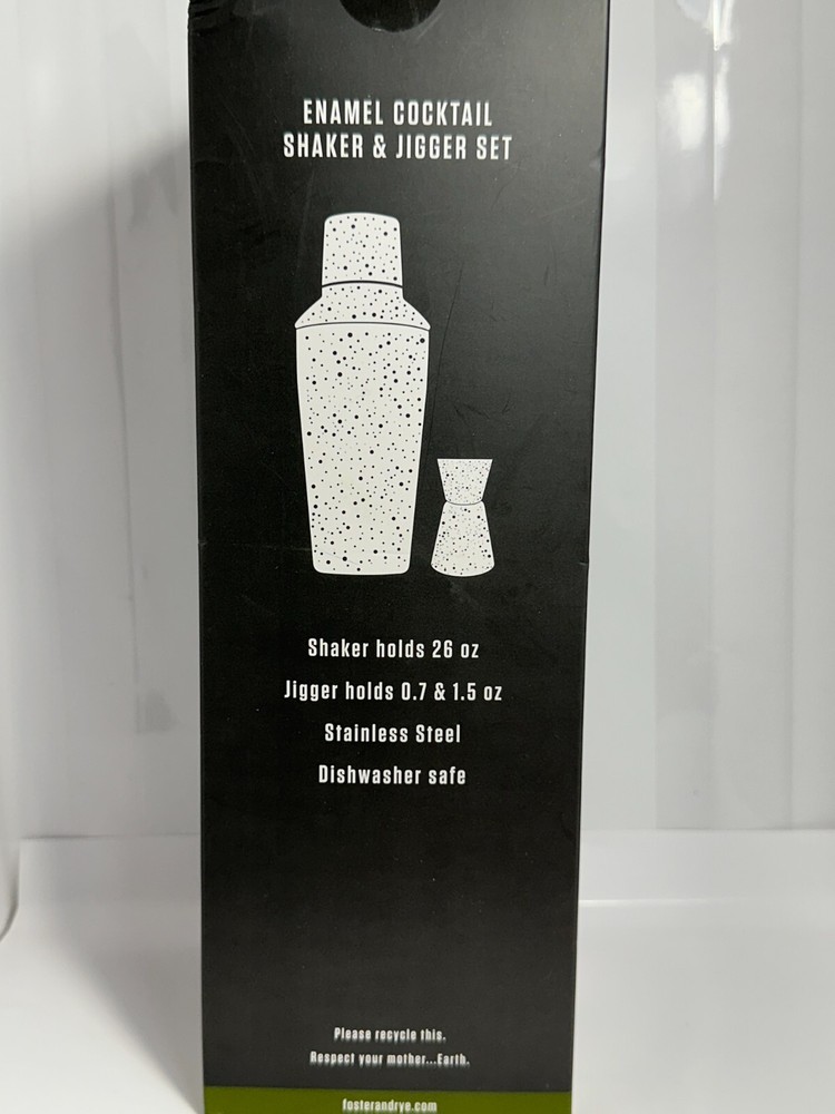 Foster & Rye Enamel Cocktail Shaker & Double Jigger Set BLUE Bartender Kit