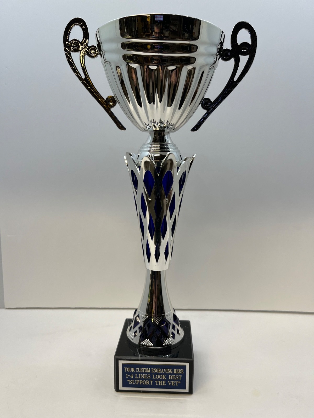 Golf Trophy Silver Metal Cup 14.5" Free Custom Engraving "Support the Vet"