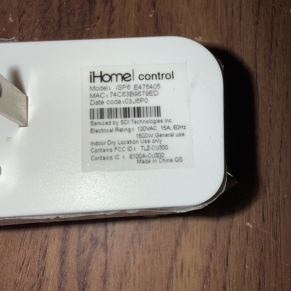 iHome Control Smart Plug Model ISP6X