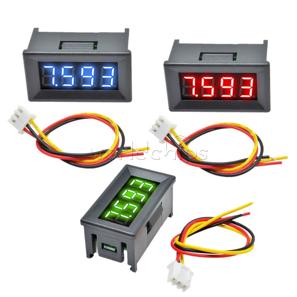 0.36" Digital 3-Wires LED Panel Display 4-Bit DC 0-100V Voltmeter Meter Tester