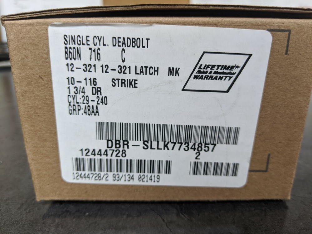 Deadbolt B60N 716 Single Cylinder