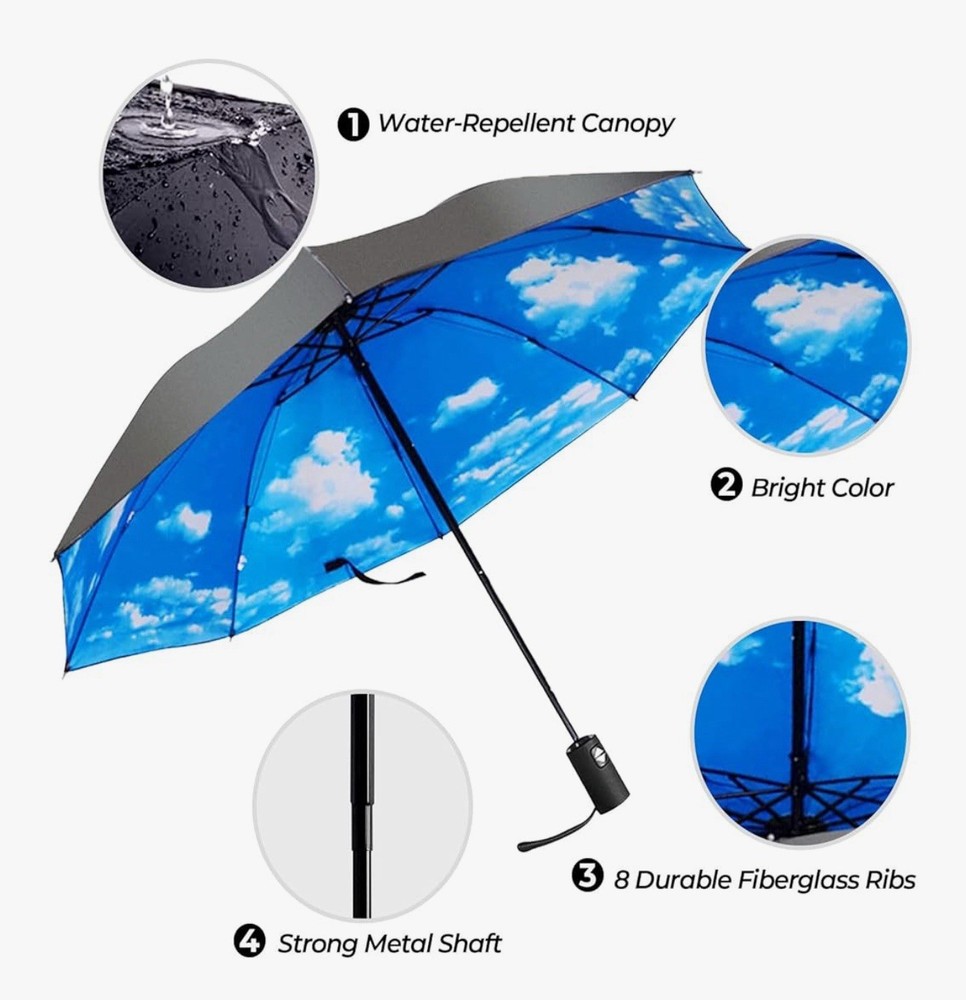 Compact Travel Umbrella,44" Canopy,Automatic Open/Close Windproof Umbrella,2pcs