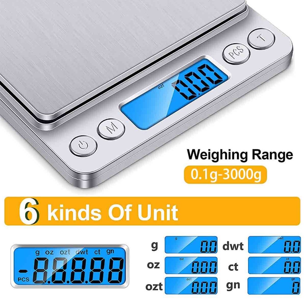 3000g / 0.1g electronic jewelry precise LCD scale mini kitchen scale
