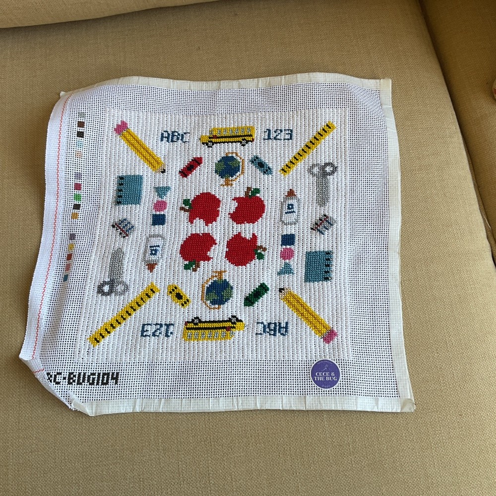 COMPLETED SCHOOL DAYS  NEEDLEPOINT CANVAS! DONE BY ME