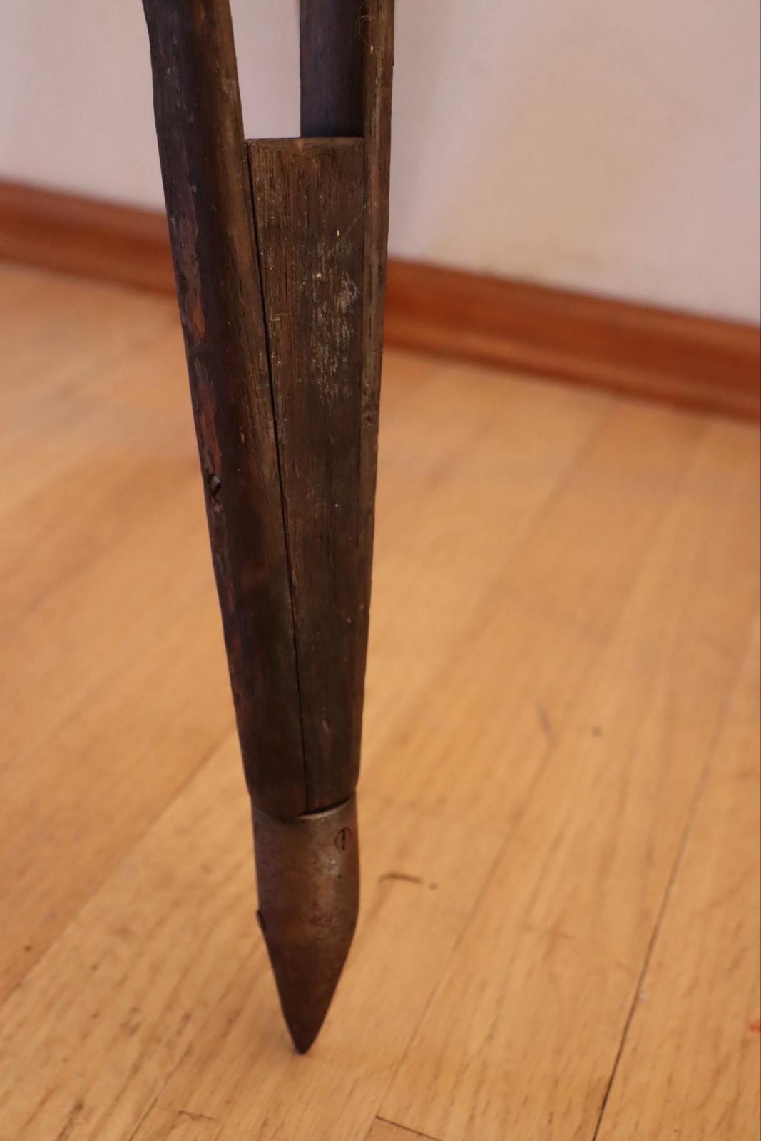 Antique Wood Survey Tripod Oak And Brass