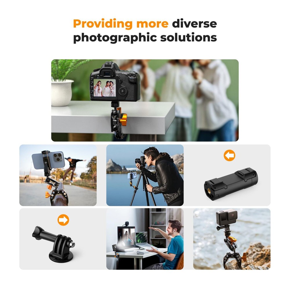 Multifunctional Super Clamp with 1/4" Thread Tripod Clamp Mount for Camera Ph...