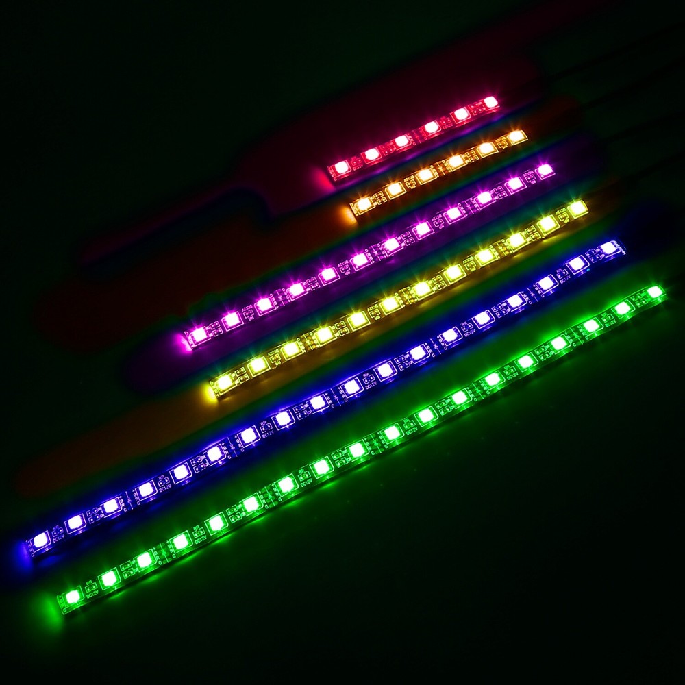6Pcs RGB LED Light Strips Kit For Motorcycle Car Multi-Color Remote Controller